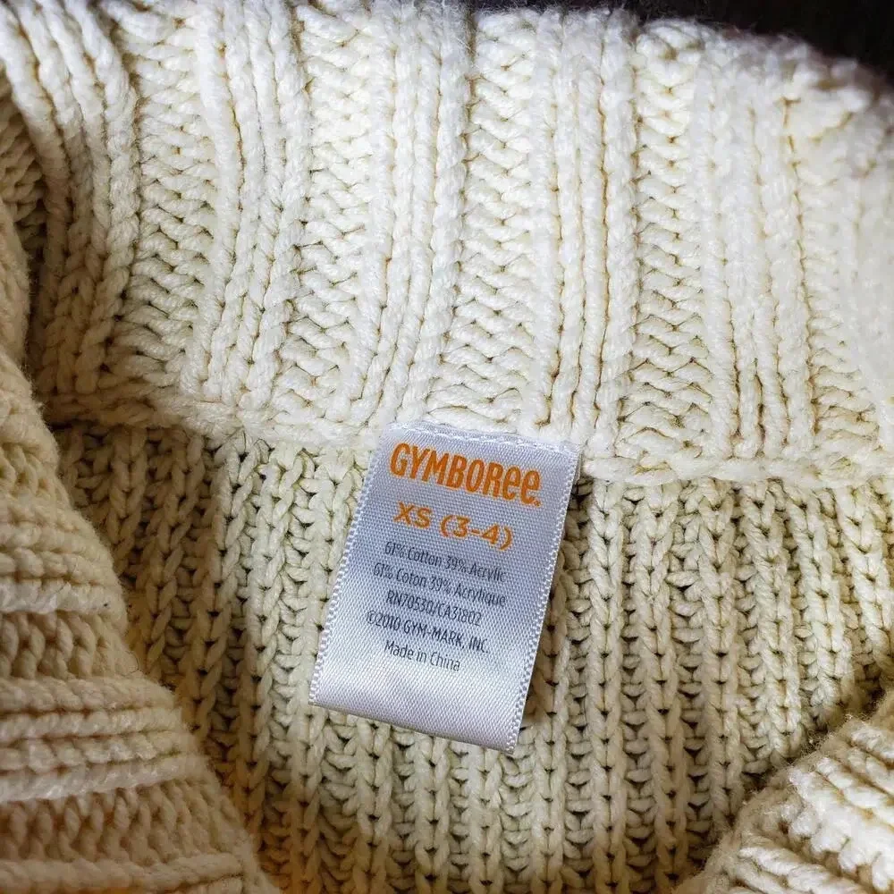 Gymboree Cream Toddler Boys Cable Knit Sweater Size XS (3-4)